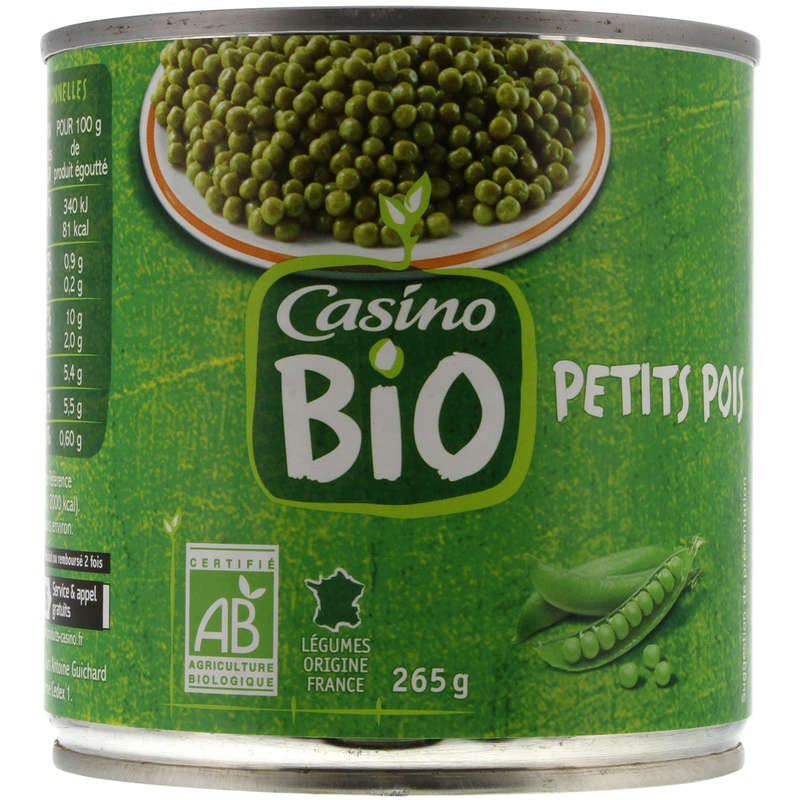 CASINO BIO Petits pois Bio 400g CASINO BIO Petits pois Bio 400g