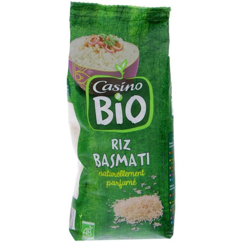 CASINO BIO Riz Basmati naturellement parfumé bio 500g CASINO BIO Riz Basmati naturellement parfumé bio 500g